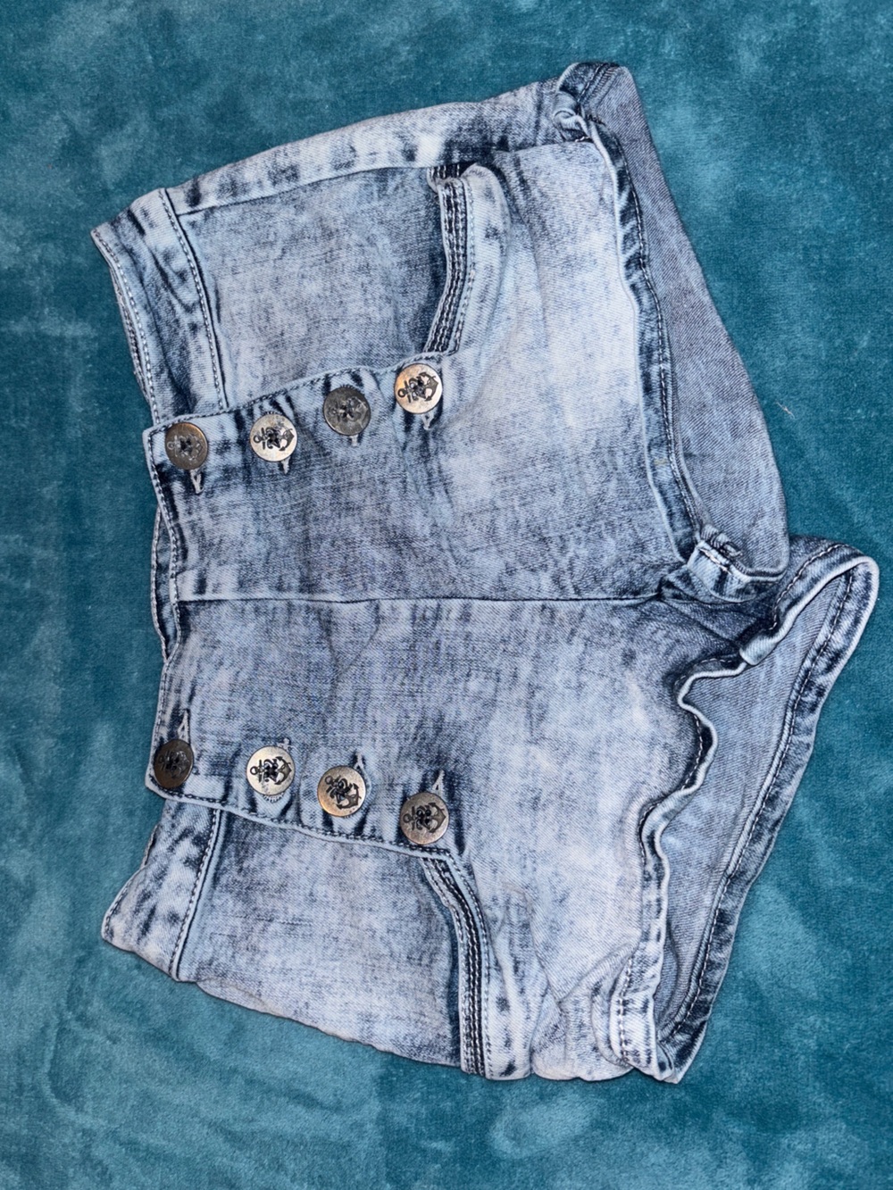 Rue21 Light Blue Sailor-Button High Waist Denim Shorts